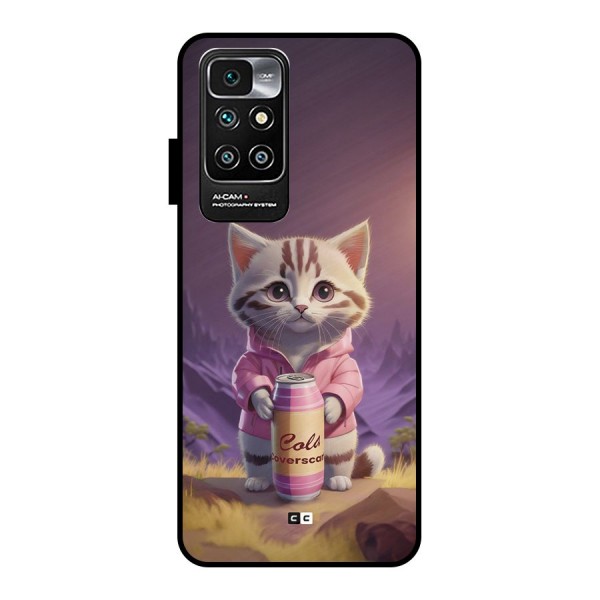 Cat Holding Can Metal Back Case for Redmi 10 Prime