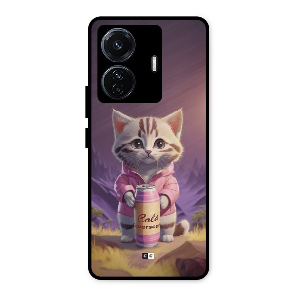 Cat Holding Can Metal Back Case for Vivo T1 Pro