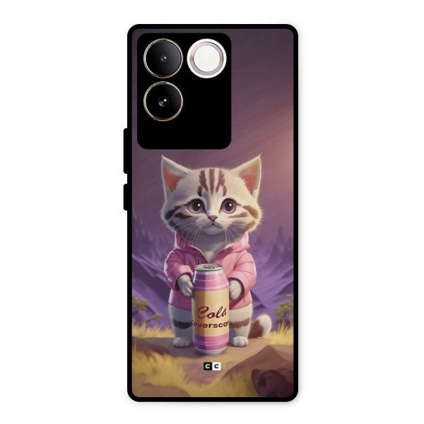 Cat Holding Can Metal Back Case for Vivo T2 Pro