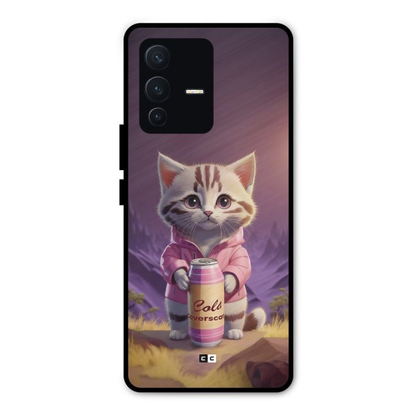 Cat Holding Can Metal Back Case for Vivo V23 Pro