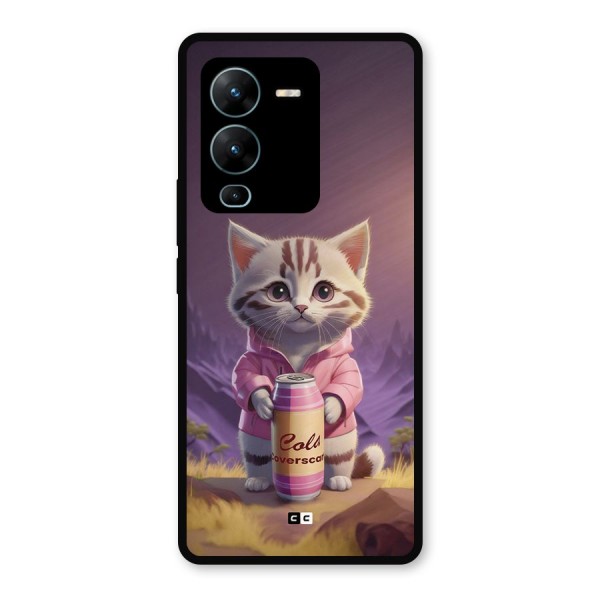 Cat Holding Can Metal Back Case for Vivo V25 Pro