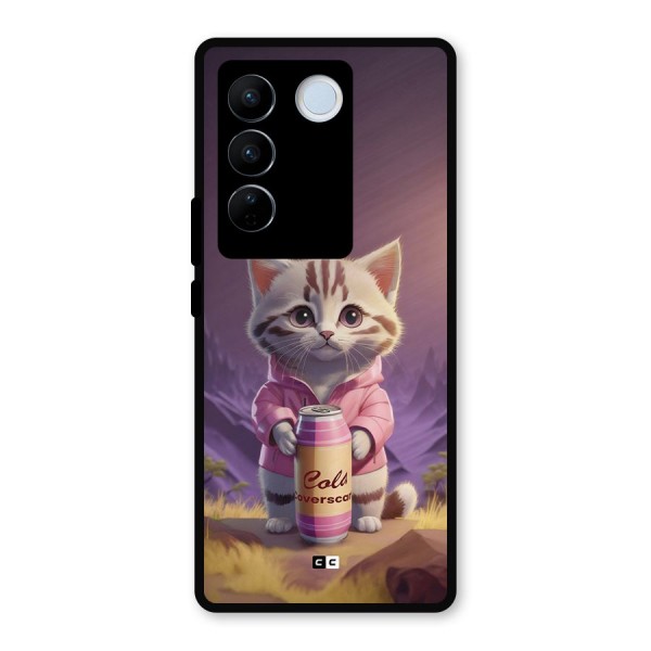 Cat Holding Can Metal Back Case for Vivo V27 Pro