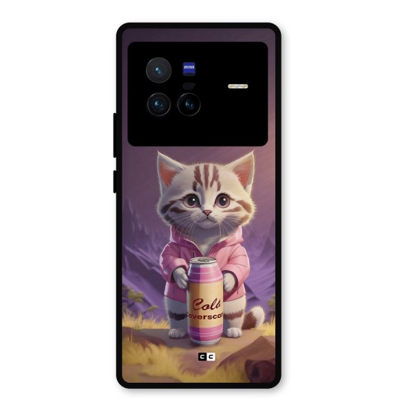 Cat Holding Can Metal Back Case for Vivo X80