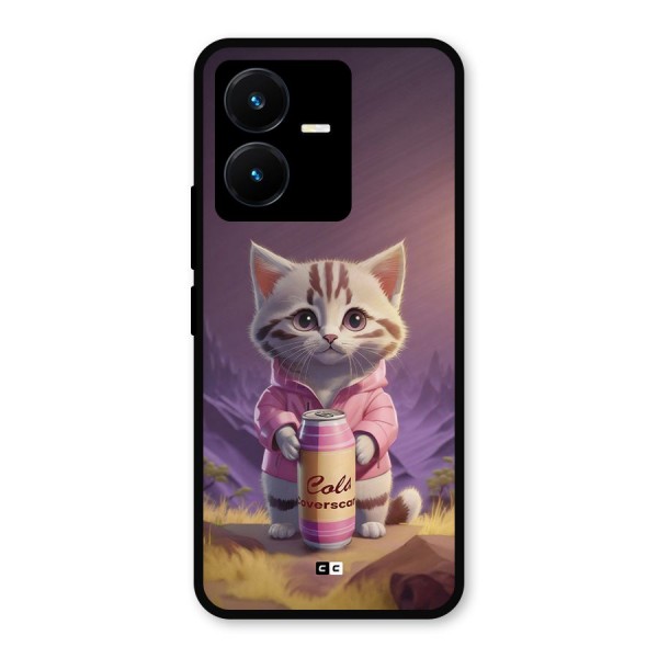 Cat Holding Can Metal Back Case for Vivo Y22s