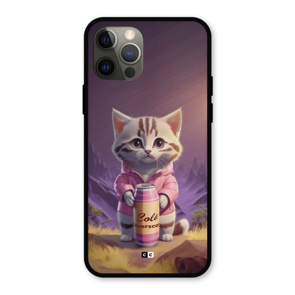 Cat Holding Can Metal Back Case for iPhone 12 Pro