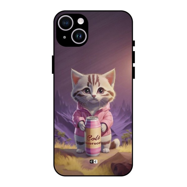 Cat Holding Can Metal Back Case for iPhone 14 Plus