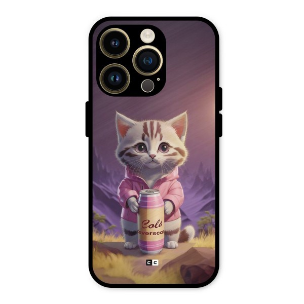 Cat Holding Can Metal Back Case for iPhone 14 Pro