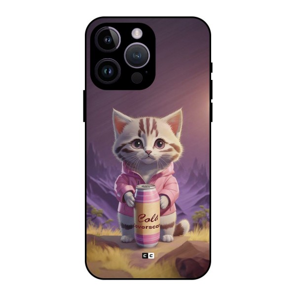 Cat Holding Can Metal Back Case for iPhone 14 Pro Max