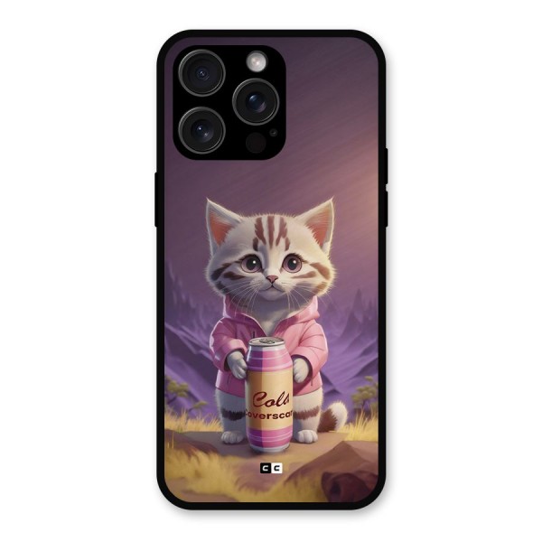 Cat Holding Can Metal Back Case for iPhone 15 Pro Max