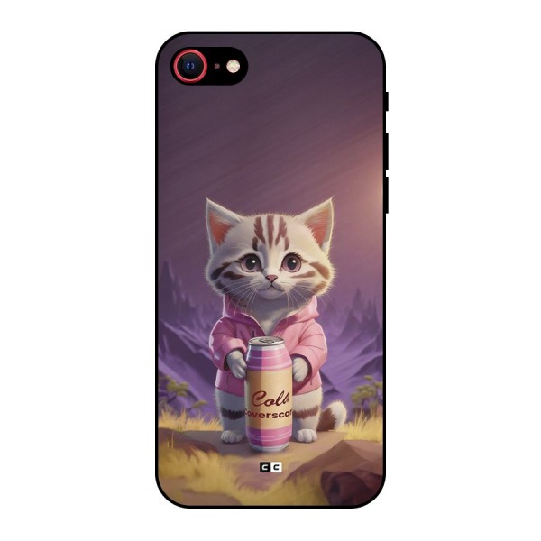 Cat Holding Can Metal Back Case for iPhone 8