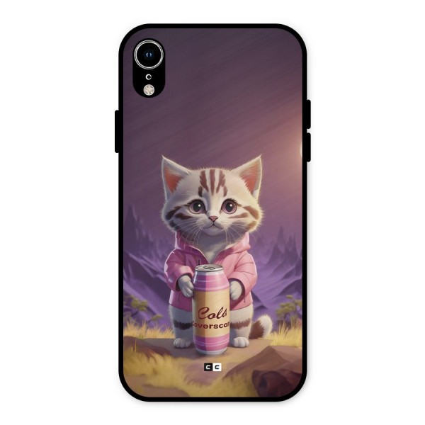 Cat Holding Can Metal Back Case for iPhone XR