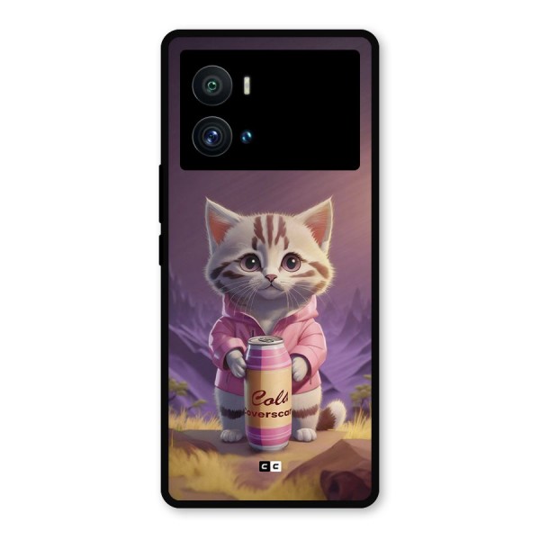 Cat Holding Can Metal Back Case for iQOO 9 Pro