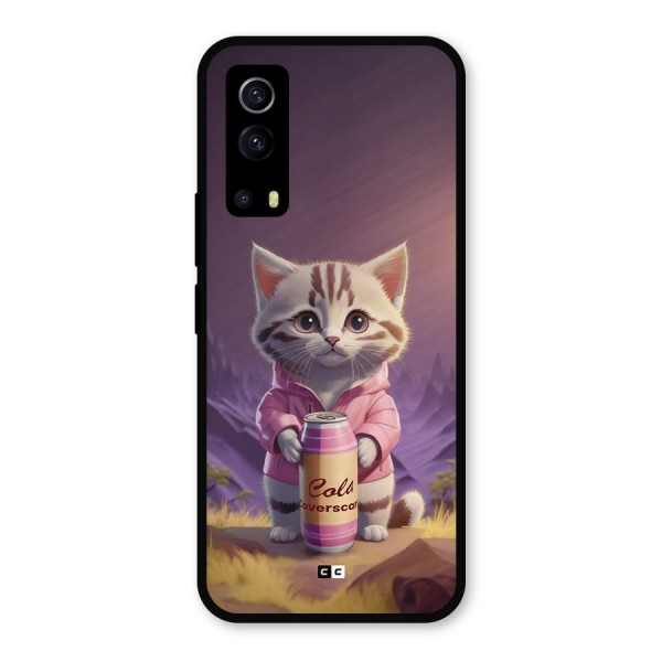 Cat Holding Can Metal Back Case for iQOO Z3