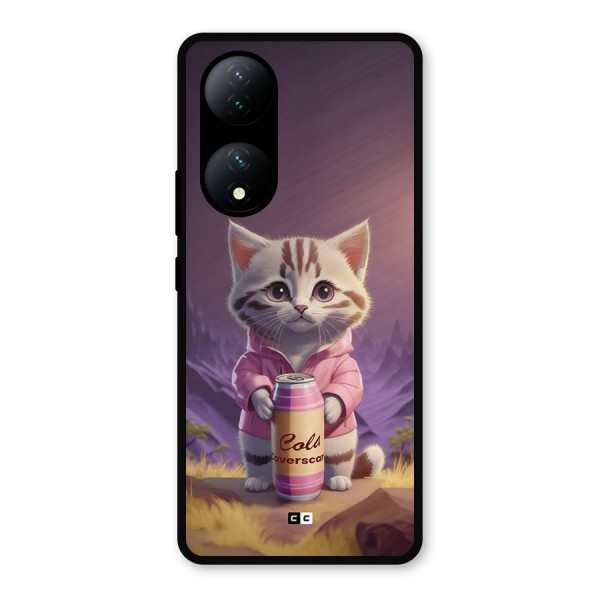 Cat Holding Can Metal Back Case for iQOO Z7s