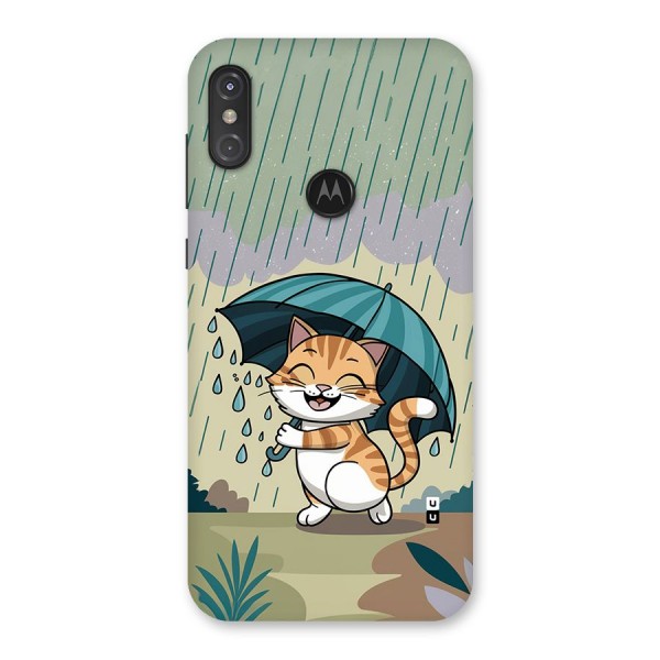 Cat In Rain Back Case for Motorola One Power