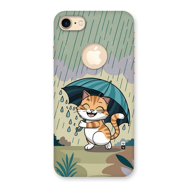 Cat In Rain Back Case for iPhone 8 Logo Cut