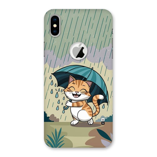 Cat In Rain Back Case for iPhone XS Logo Cut