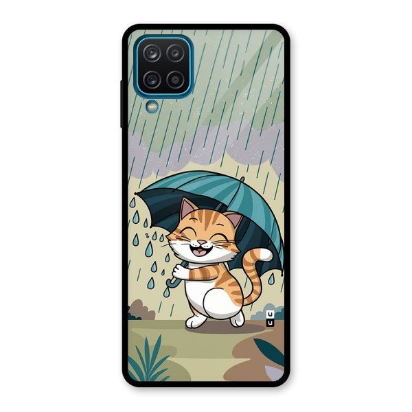 Cat In Rain Glass Back Case for Galaxy A12