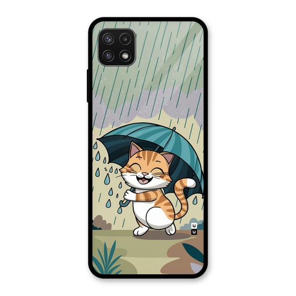 Cat In Rain Glass Back Case for Galaxy A22 5G