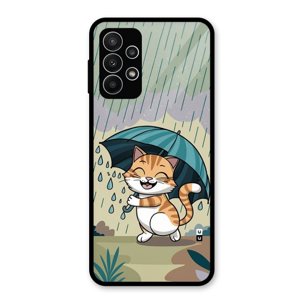 Cat In Rain Glass Back Case for Galaxy A23