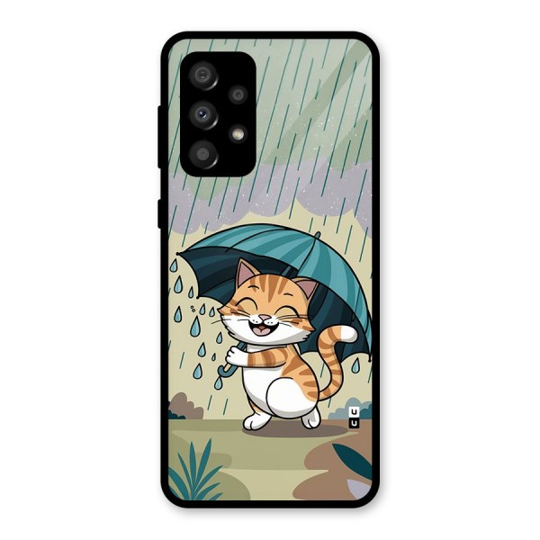 Cat In Rain Glass Back Case for Galaxy A32