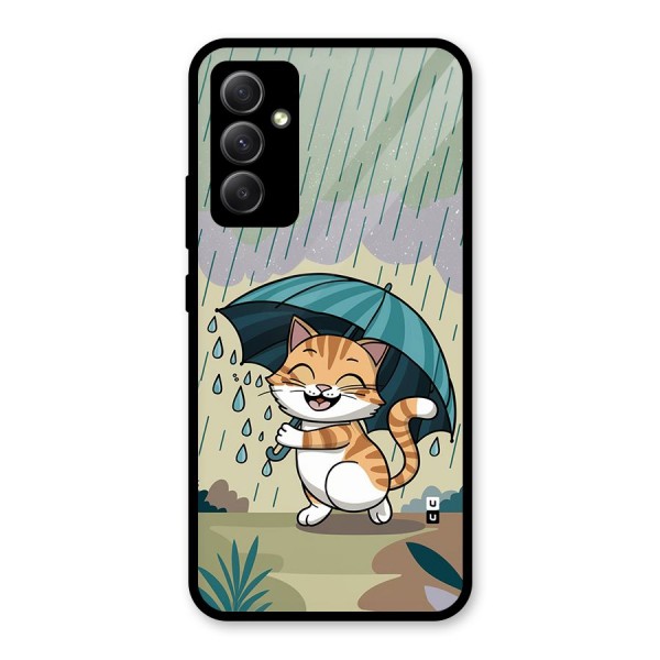 Cat In Rain Glass Back Case for Galaxy A34