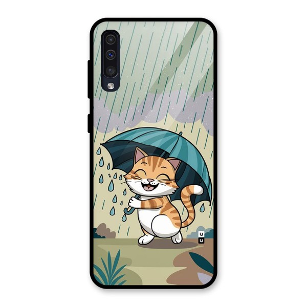 Cat In Rain Glass Back Case for Galaxy A50s