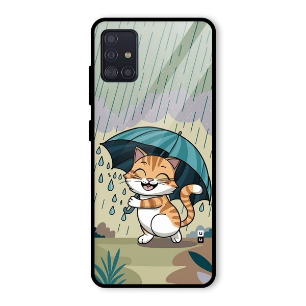 Cat In Rain Glass Back Case for Galaxy A51