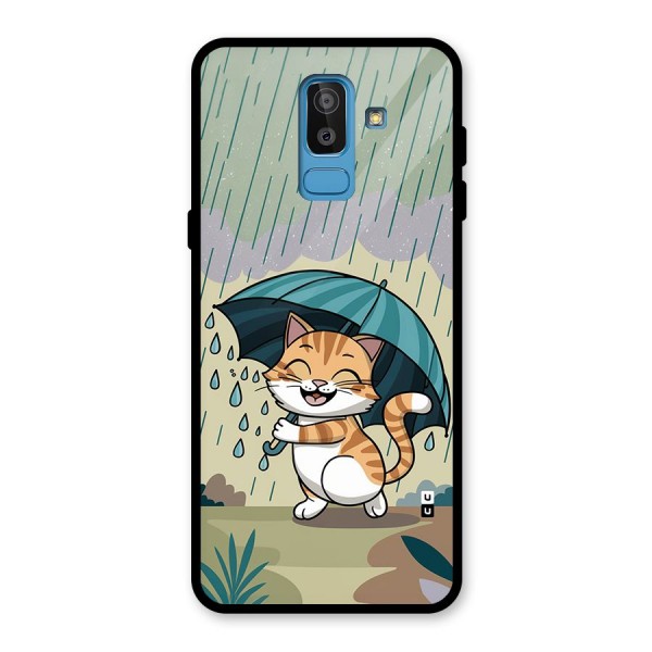 Cat In Rain Glass Back Case for Galaxy J8