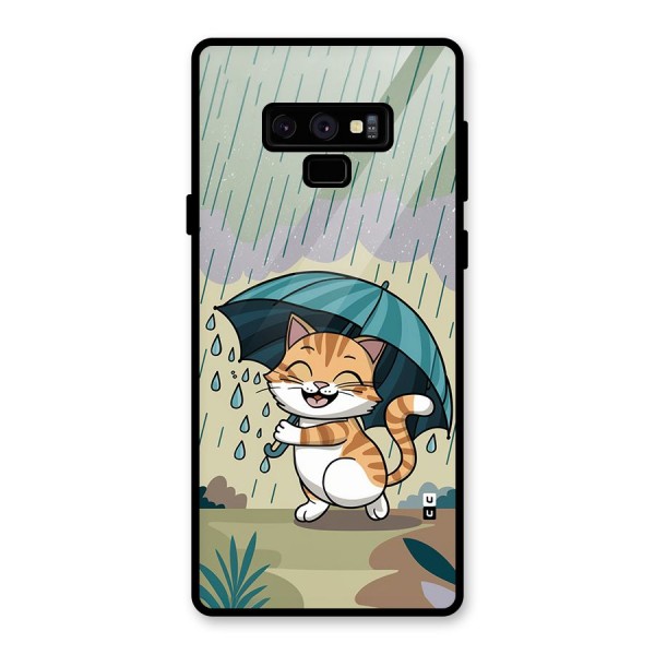 Cat In Rain Glass Back Case for Galaxy Note 9