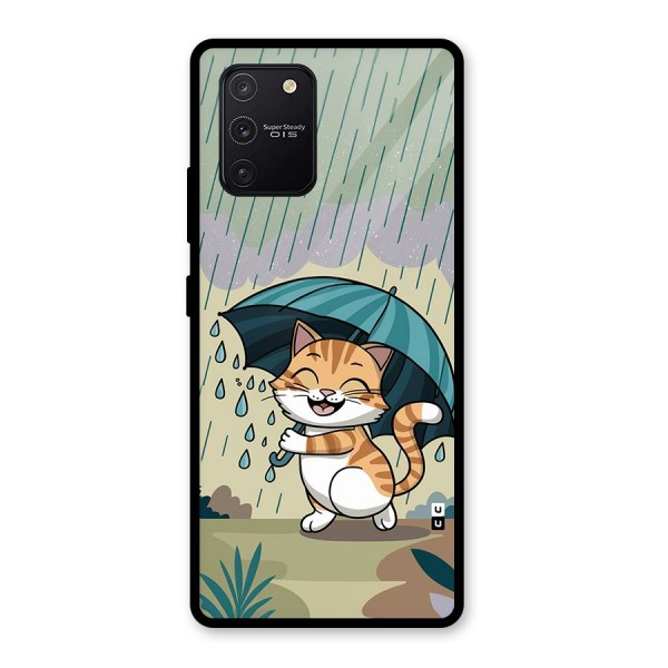 Cat In Rain Glass Back Case for Galaxy S10 Lite