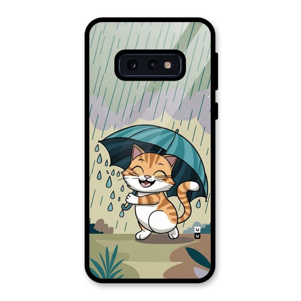 Cat In Rain Glass Back Case for Galaxy S10e