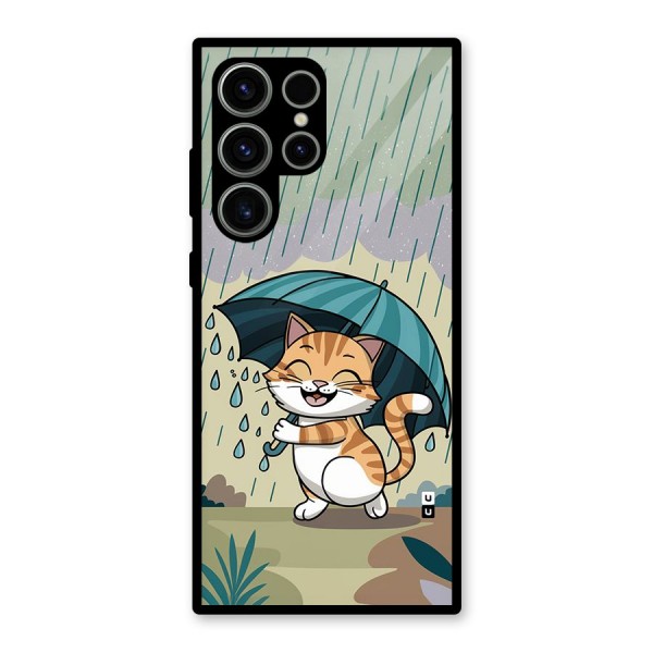 Cat In Rain Glass Back Case for Galaxy S23 Ultra