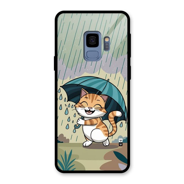 Cat In Rain Glass Back Case for Galaxy S9