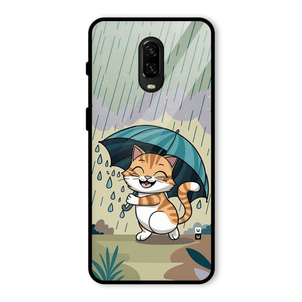 Cat In Rain Glass Back Case for OnePlus 6T