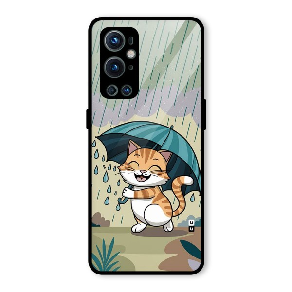 Cat In Rain Glass Back Case for OnePlus 9 Pro