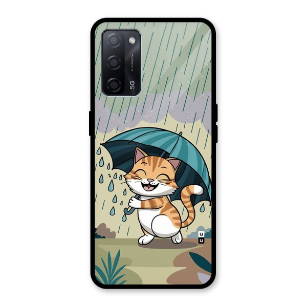 Cat In Rain Glass Back Case for Oppo A53s 5G