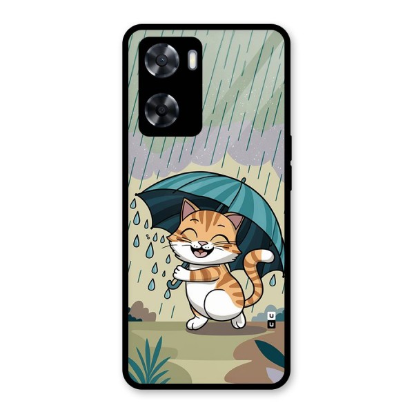 Cat In Rain Glass Back Case for Oppo A57 2022