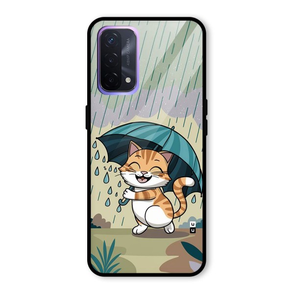 Cat In Rain Glass Back Case for Oppo A74 5G