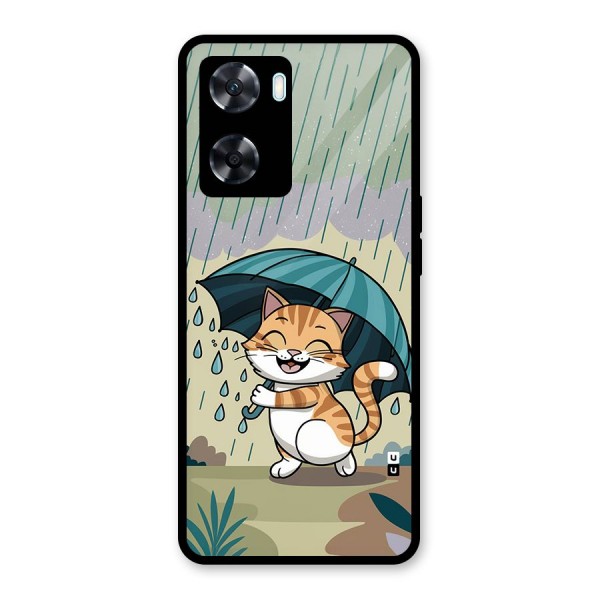 Cat In Rain Glass Back Case for Oppo A77s