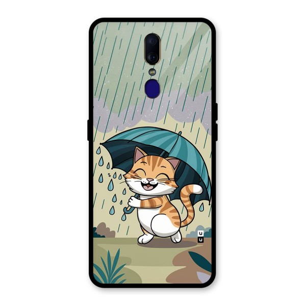 Cat In Rain Glass Back Case for Oppo F11