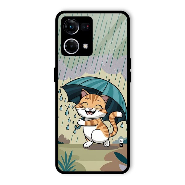 Cat In Rain Glass Back Case for Oppo F21 Pro 4G