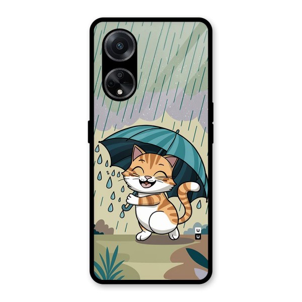 Cat In Rain Glass Back Case for Oppo F23