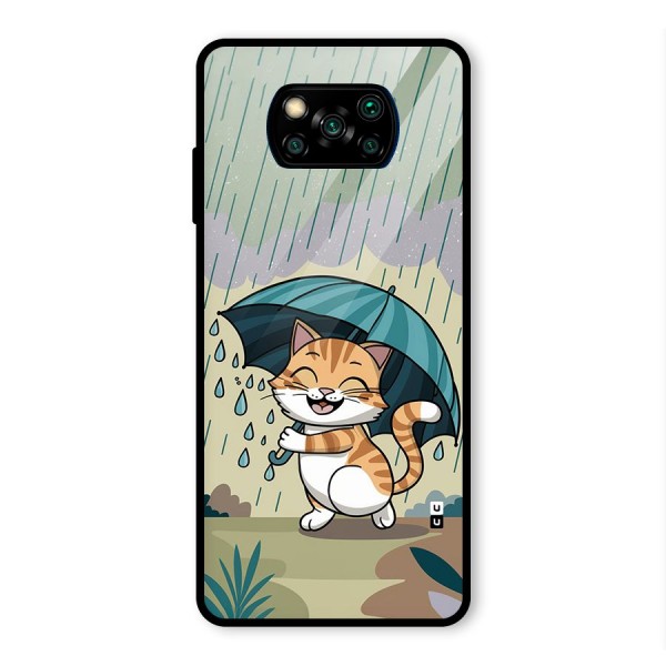 Cat In Rain Glass Back Case for Poco X3 Pro