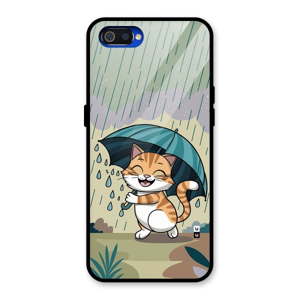 Cat In Rain Glass Back Case for Realme C2