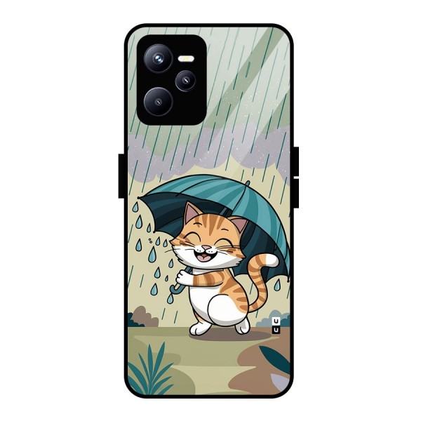 Cat In Rain Glass Back Case for Realme C35