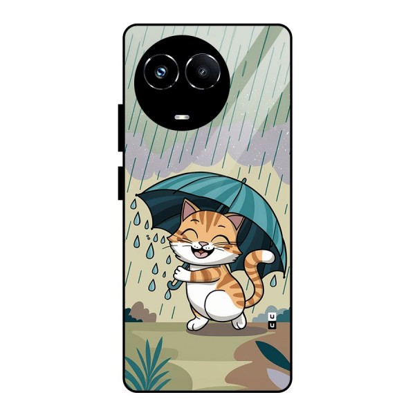 Cat In Rain Glass Back Case for Realme Narzo 60X