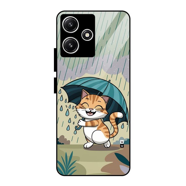 Cat In Rain Glass Back Case for Redmi 12 5G