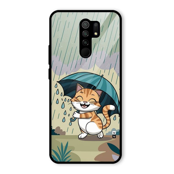 Cat In Rain Glass Back Case for Redmi 9 Prime