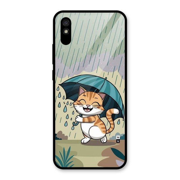 Cat In Rain Glass Back Case for Redmi 9i